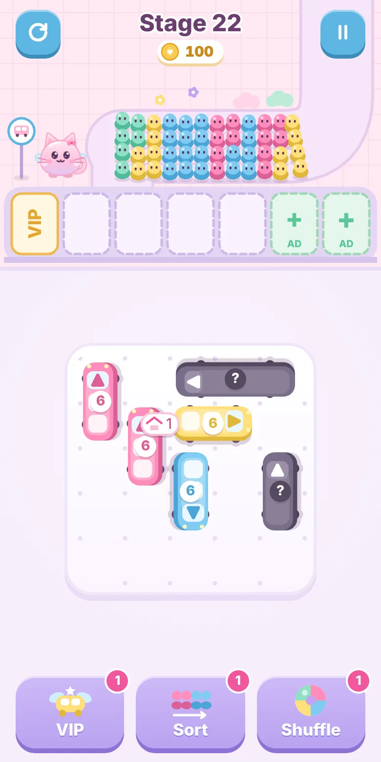 Stage 22 with mystery cars and a garage badge